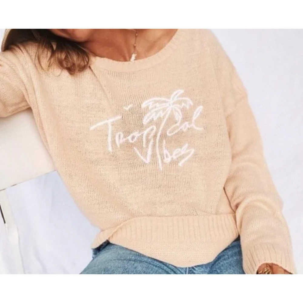 Beachly x Goldfish Kiss Tropical Vibes Embroidered Sweater